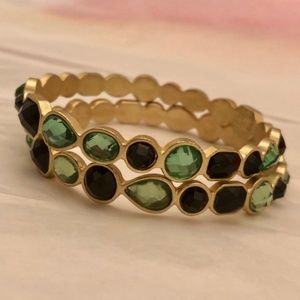 Marlyn Schiff Blue and Black Stone Bangle Set